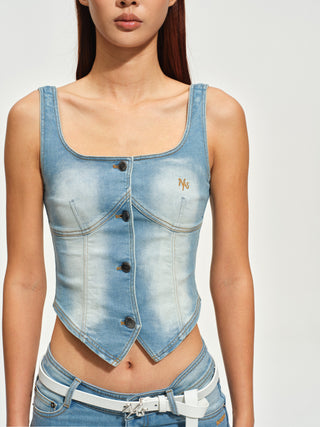 Knight Motif Denim Corset