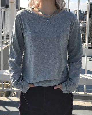 Brushed Cotton Loose Long-Sleeve T-Shirt