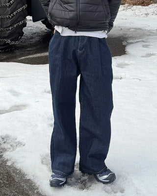 Wide denim pants