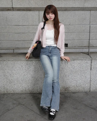 Round neck basic cardigan