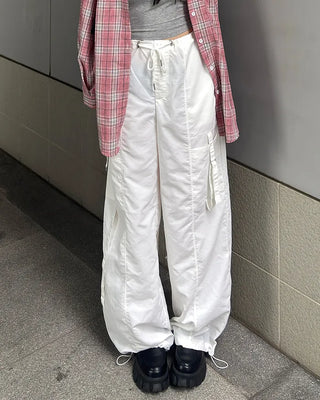 Wide-fit pants with string waistband