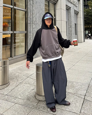 Raglan Collar Block Hoodie
