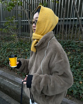 Melange knit wool scarf