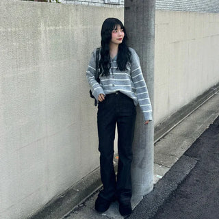 Flared indigo denim