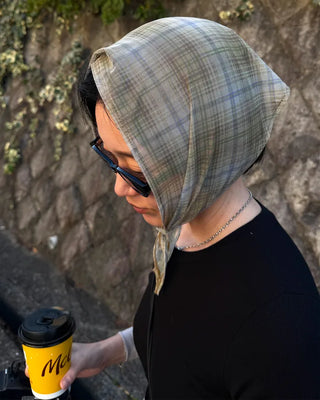 Checked sheer scarf