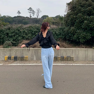 Ribbon Washed Denim Pants