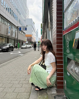 Embossed Banding Long Skirt