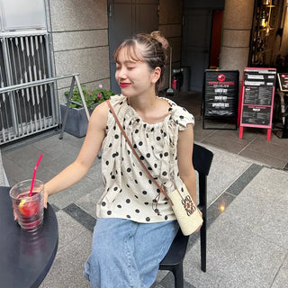 Polka Dot Ribbon Blouse