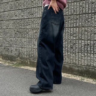 Striped ribbed denim pants