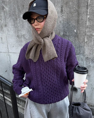 Wool color cable knit