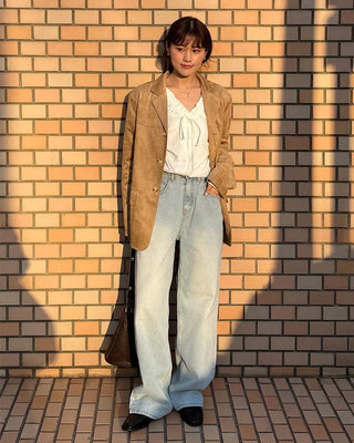 Washed oversized denim pants