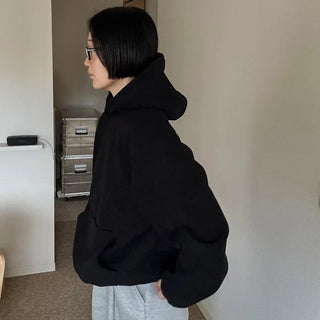 Brushed oversized corduroy hoodie