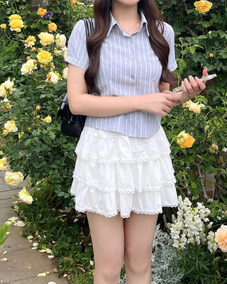 Pinstripe Cropped Shirt