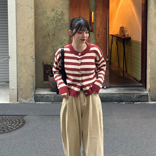 Striped bouclé cardigan