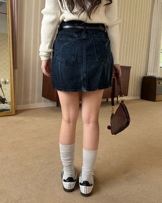 denim mini skirt