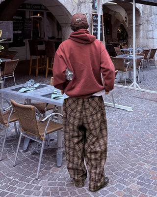 Big check wide pants