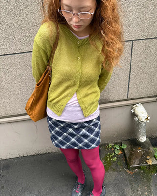 Round neck alpaca knit cardigan