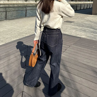 Stitched denim pants