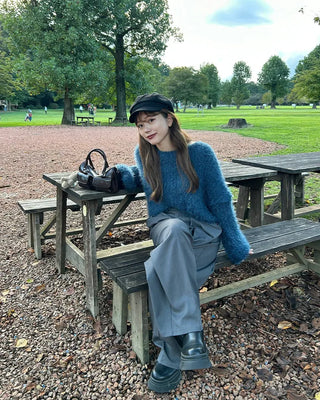 Long-sleeved shaggy knit
