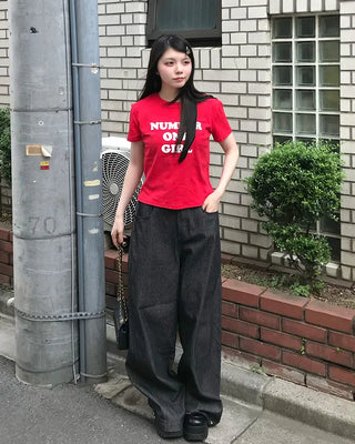 Lettering Cropped Short Sleeve T-Shirt