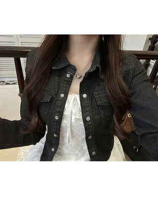Slim-fit cropped denim shirt
