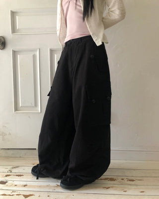 Multi-pocket wide cargo pants