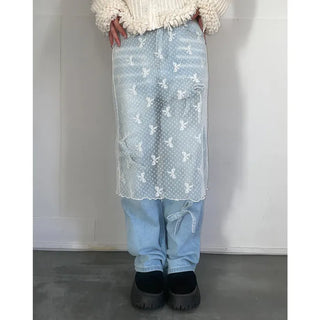 Ribbon tulle layered skirt