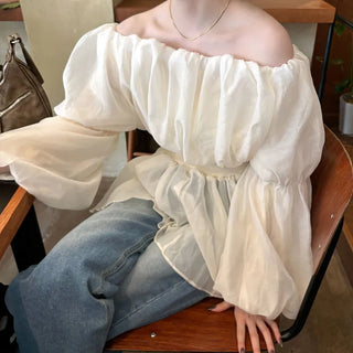 Chiffon off-shoulder blouse