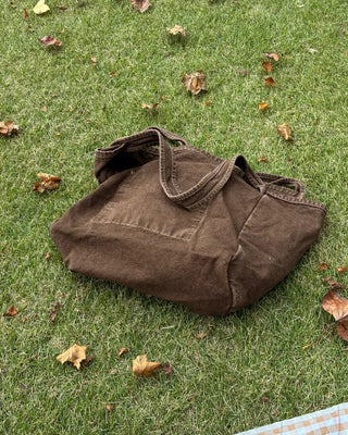 Washed cotton shoulder bag