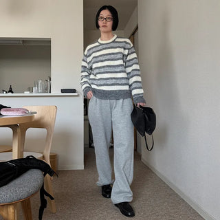 Striped Round Knit Sweater