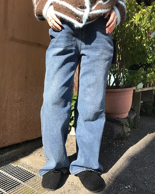Straight denim pants
