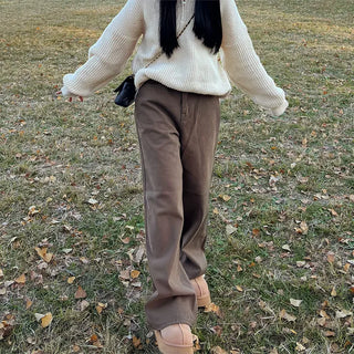 Straight-leg fleece-lined pants