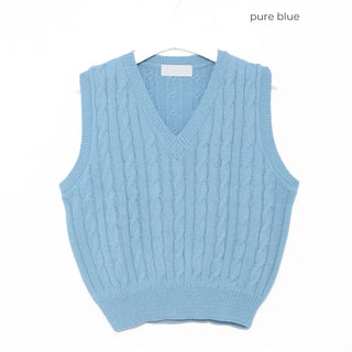 Twist V-neck knit vest