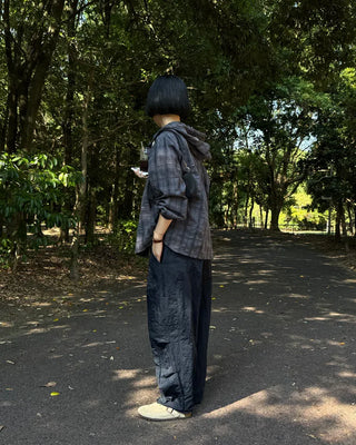 Checked hoodie shirt
