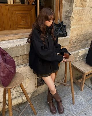 High-neck zip-up blouson