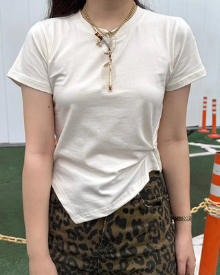 Twisted Cropped Half-Sleeve T-Shirt