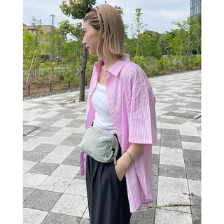Unisex striped short-sleeved shirt