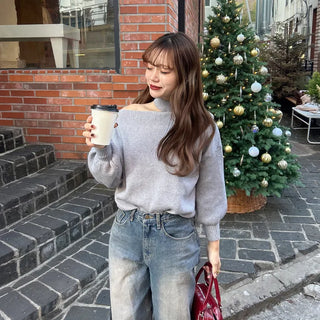 Asymmetrical Turtleneck Knit