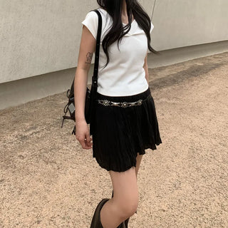 Wrinkle Shirring Mini Skirt