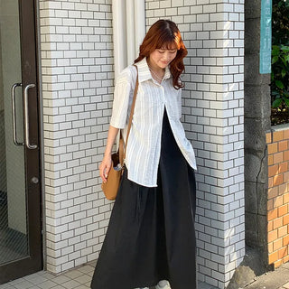 Summer striped short-sleeved shirt