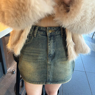 denim mini skirt