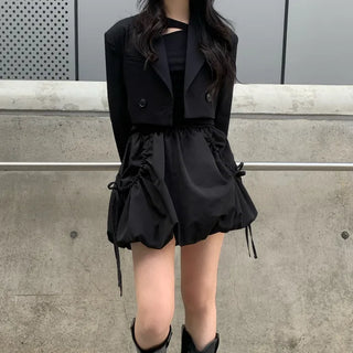 Balloon Shirred Mini Skirt