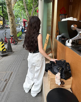 Ribbon back pocket balloon pants