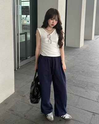 2-Way Ribbed Sleeveless Tank Top