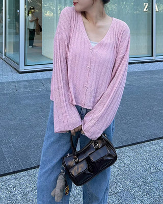 Ribbed V-neck cardigan