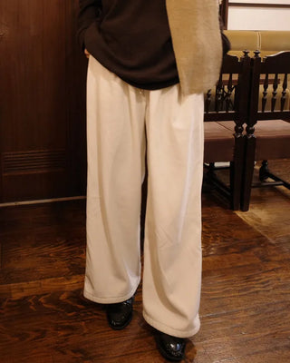 Wide-leg corduroy pants with string waistband