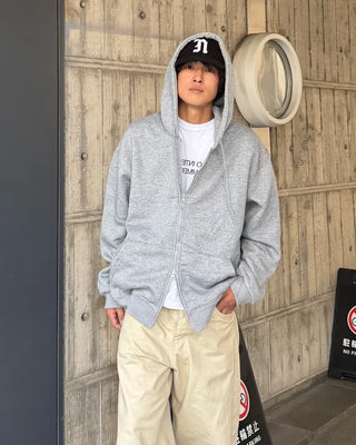 Fleece-lined hooded zip-up parka