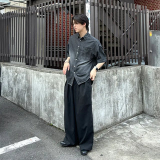 (Unisex) Washed Denim Short-Sleeve Shirt