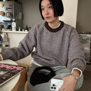 Fine Border Knit Sweater