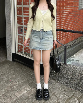 See-through ribbed cardigan